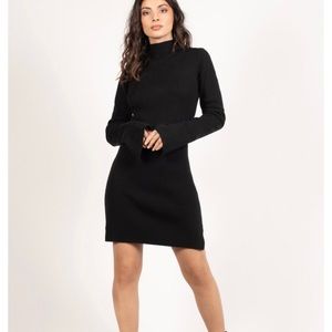 ON YOUR SIDE SLIT SWEATER DRESS IN BLACK